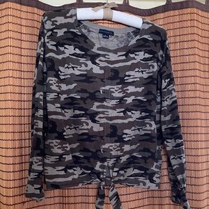Sanctuary Laguna Camo-Print Tie-Front Sweater